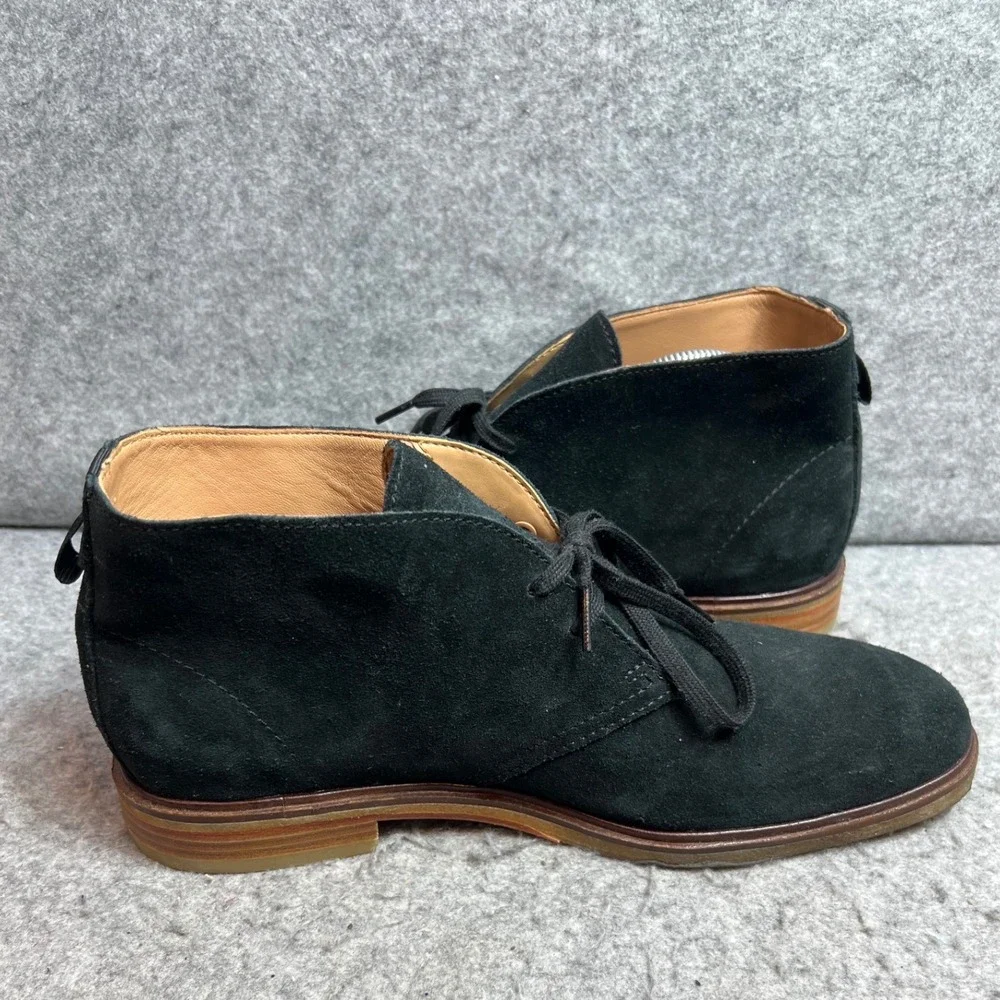 Clarks Mens Black Suede Chukka Desert Boots Lace Up Shoes Comfort Size 10.5